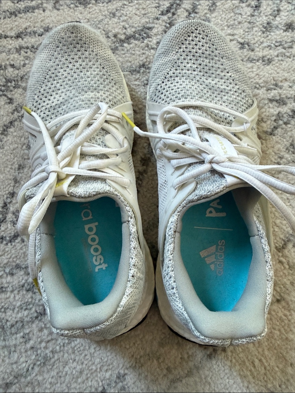 Women’s Adidas x Stella McCartney Cloudfoam White Knit Running Shoes - Picture 6 of 7